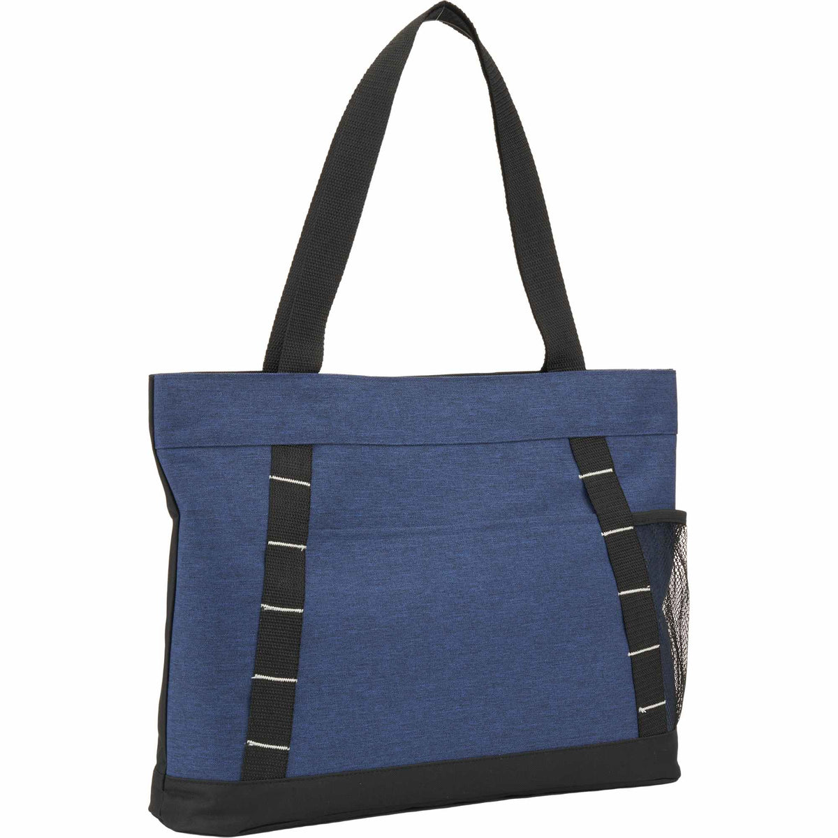 Snap Closure Meeting Tote in Recycled Polyester Embroidery - Navy - Right Angle 2