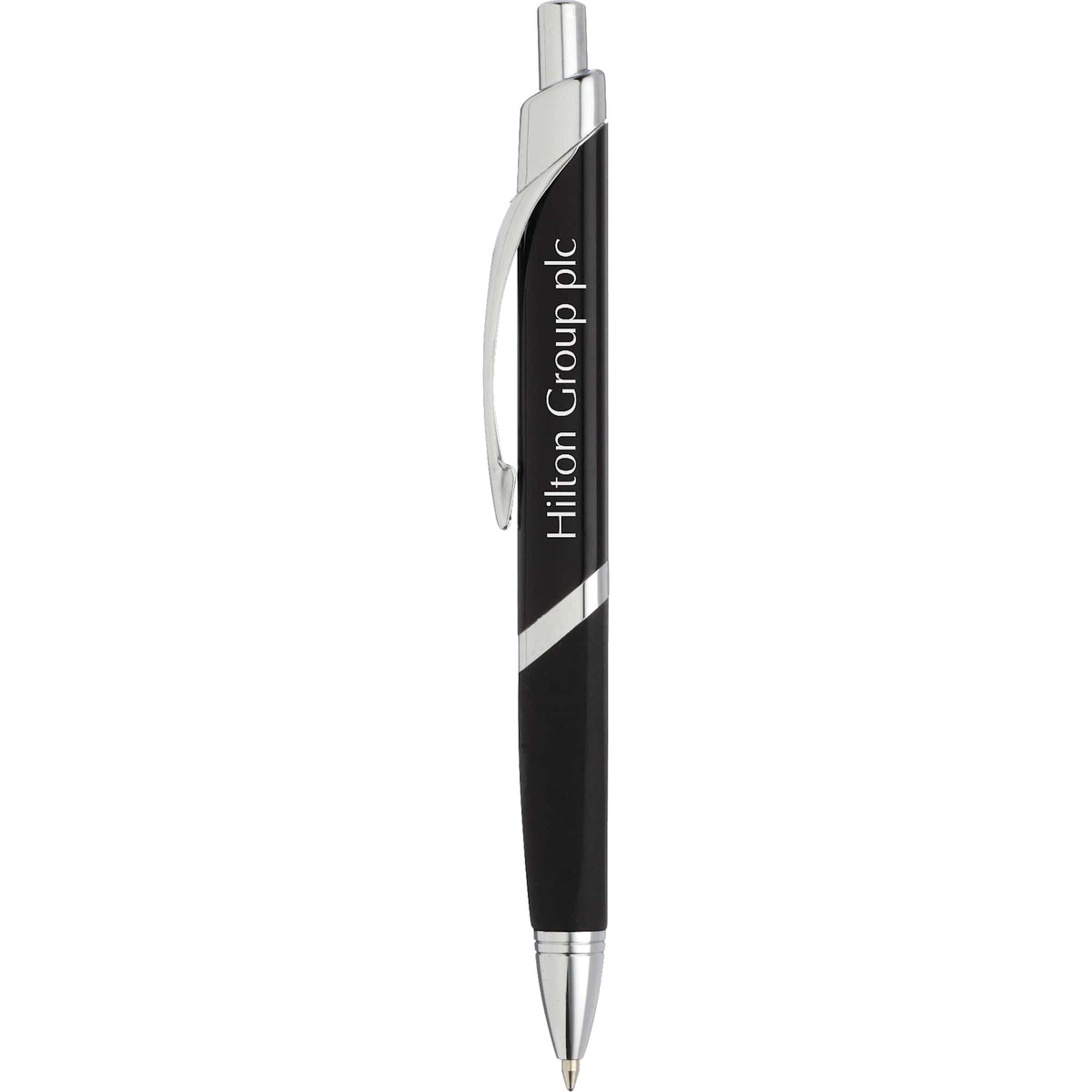 SoBe Triangular Ballpoint Pen with Chrome Trim - Black - Front