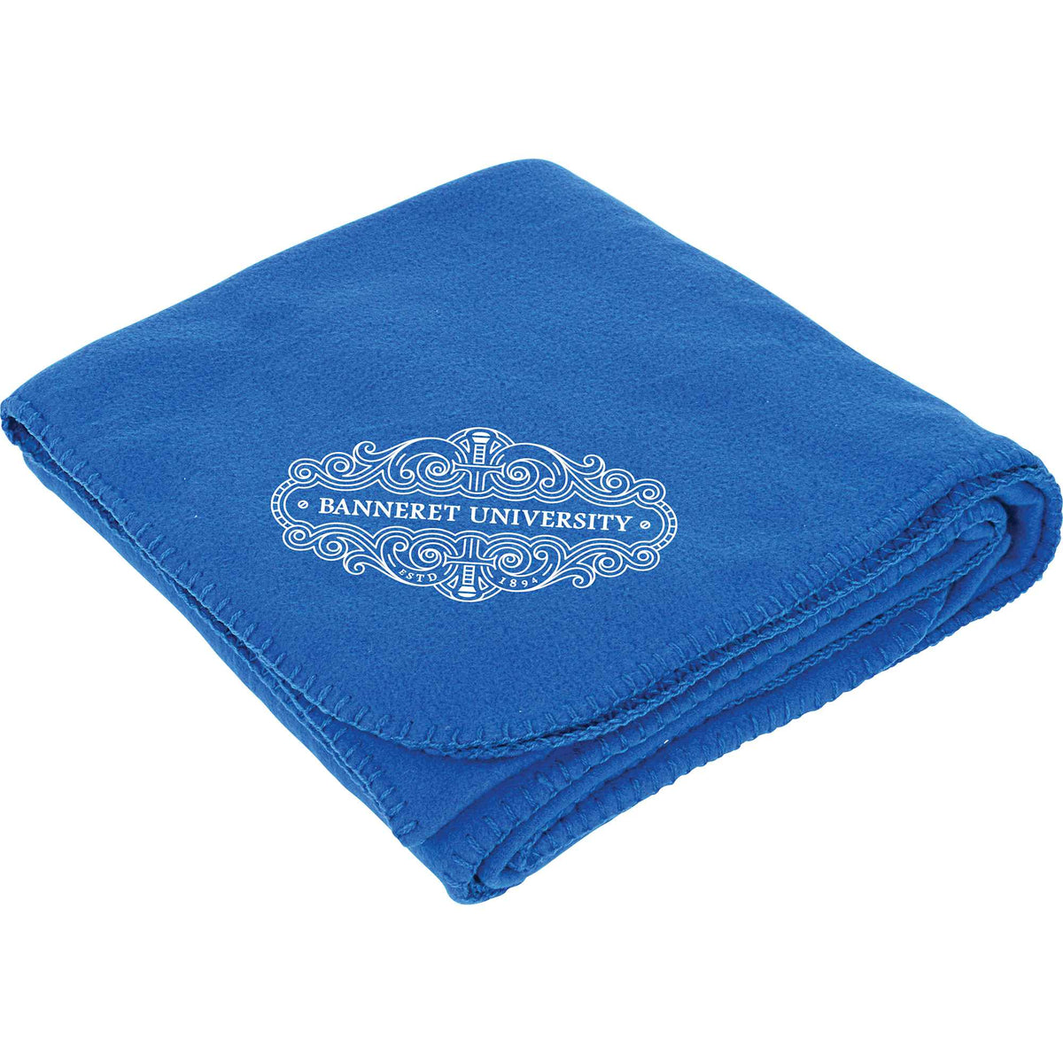 Soft Fleece Blanket in Five Colors, 50 x 60 Inches Embroidery - Blue - Front