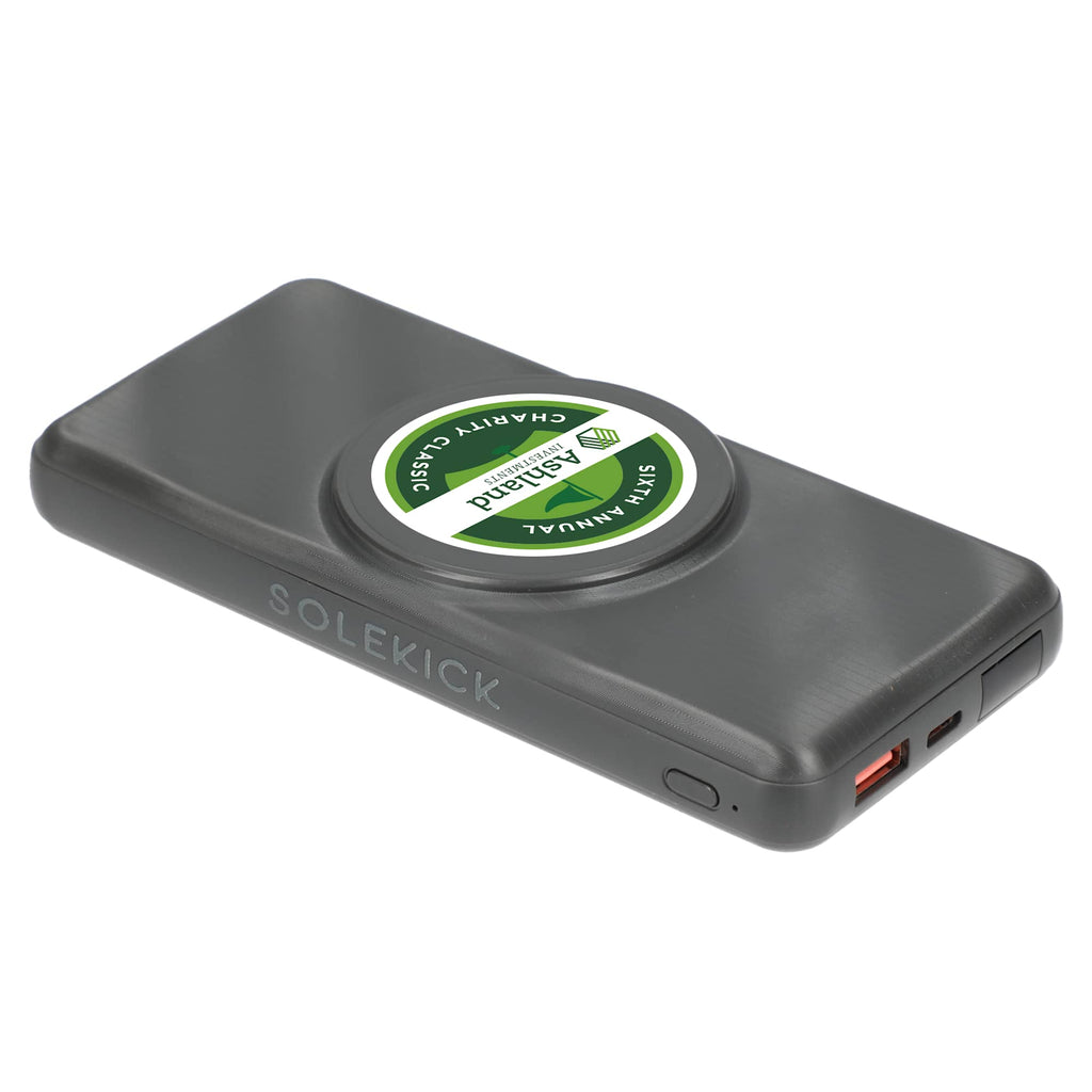 Solekick Magnetic Wireless Power Bank, 10,000 mAh 15W Full Color - Dark Gray - Right Side