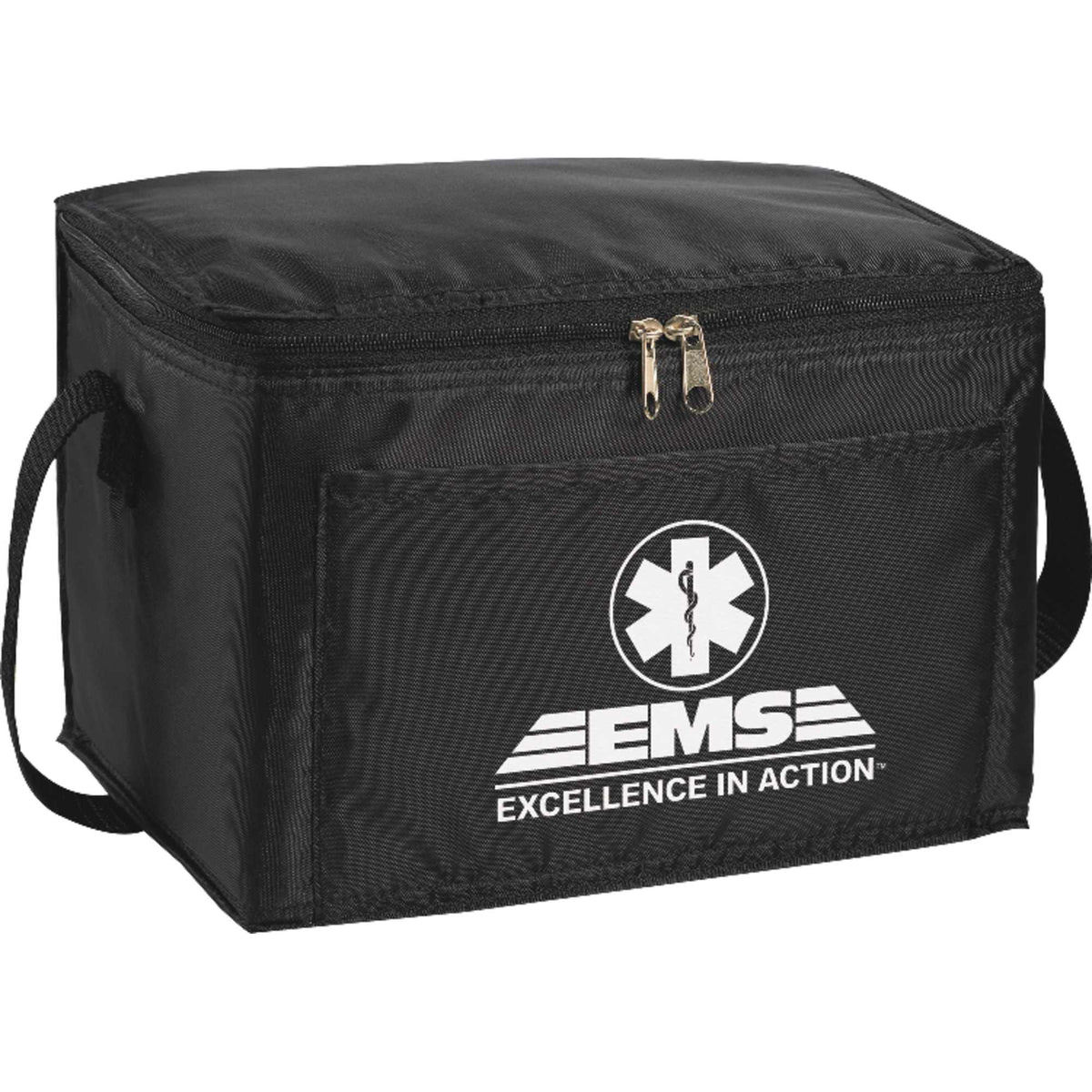 Spectrum Lunch Cooler with Long Handle, 6 Cans - Black - Front