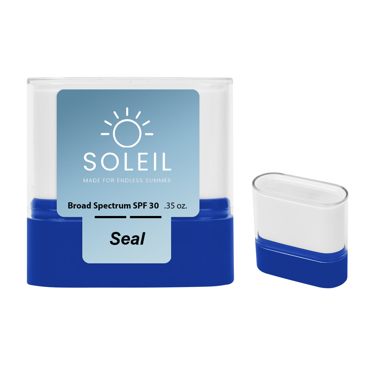 SPF 30 Sunscreen Stick in Recycled ABS - Blue - WHITE_Label_4CP