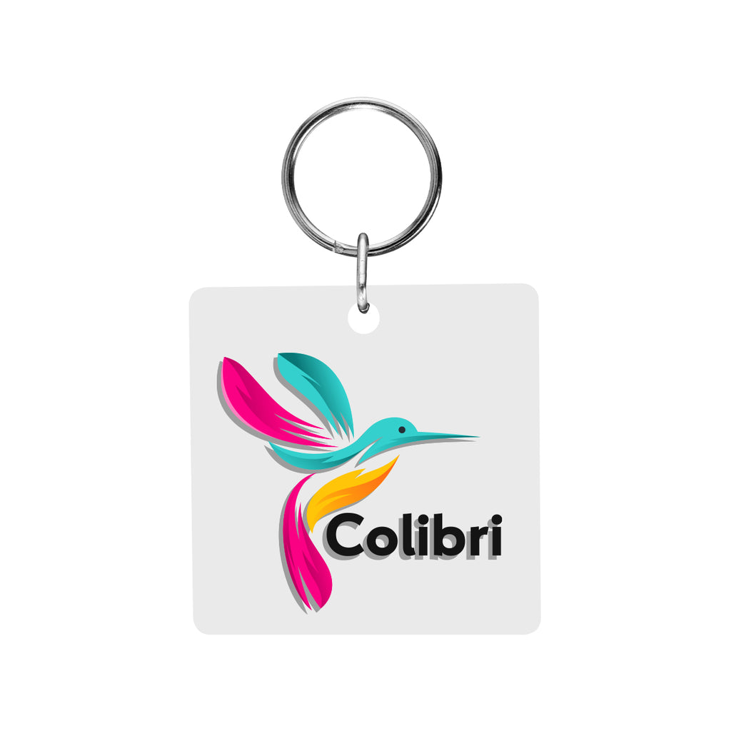 Square Acrylic Key Tag - White - Full Color