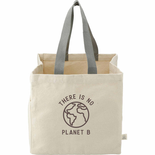 Square Organic Cotton Shopper Tote, 14 oz Full Color