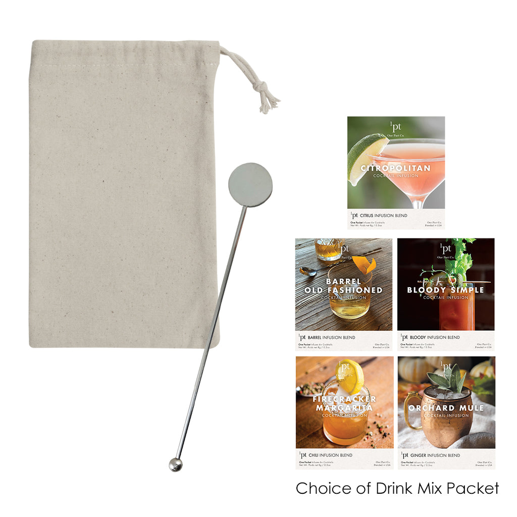 Stainless Steel Cocktail Stirrers with Infusion Packet Kit - Silver - Blank