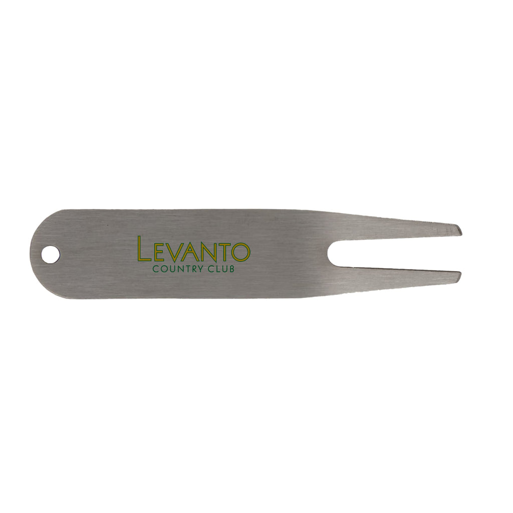Stainless Steel Divot Repair Tool Laser Engraving - Silver - Front