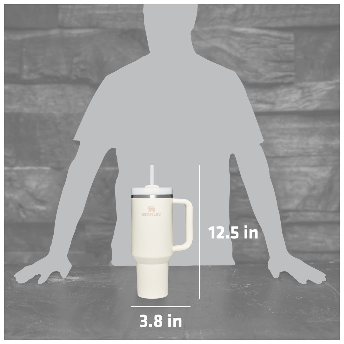 Stanley Quencher H2.0 FlowState Tumbler, 40 oz - Cream - Front Detail 3