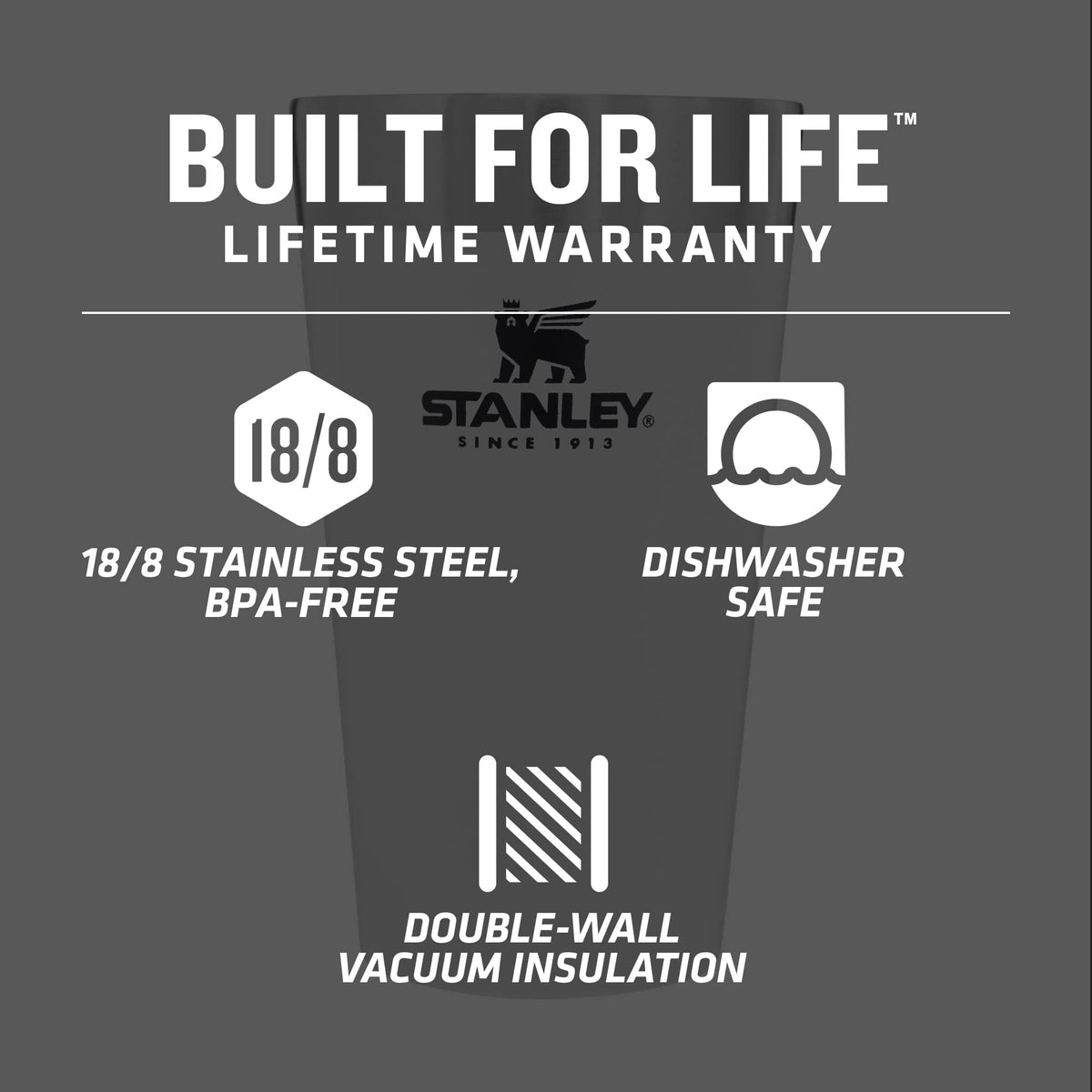 Stanley Stay-Chill Stacking Pint, 16 oz - Polar - Detail 2