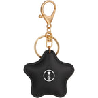 Star Shaped Faux Leather Keychain - Black - Front