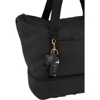 Star Shaped Faux Leather Keychain - Black - Propped