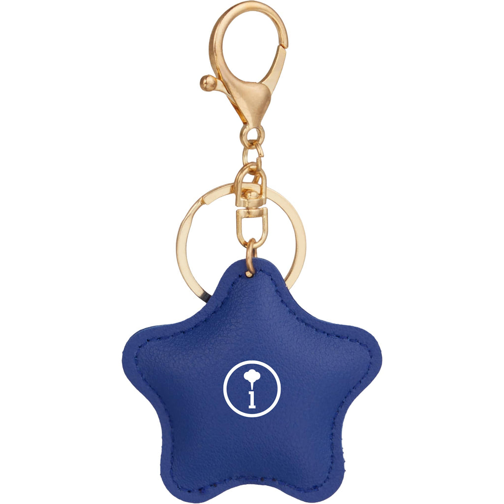 Star Shaped Faux Leather Keychain - Blue - Front
