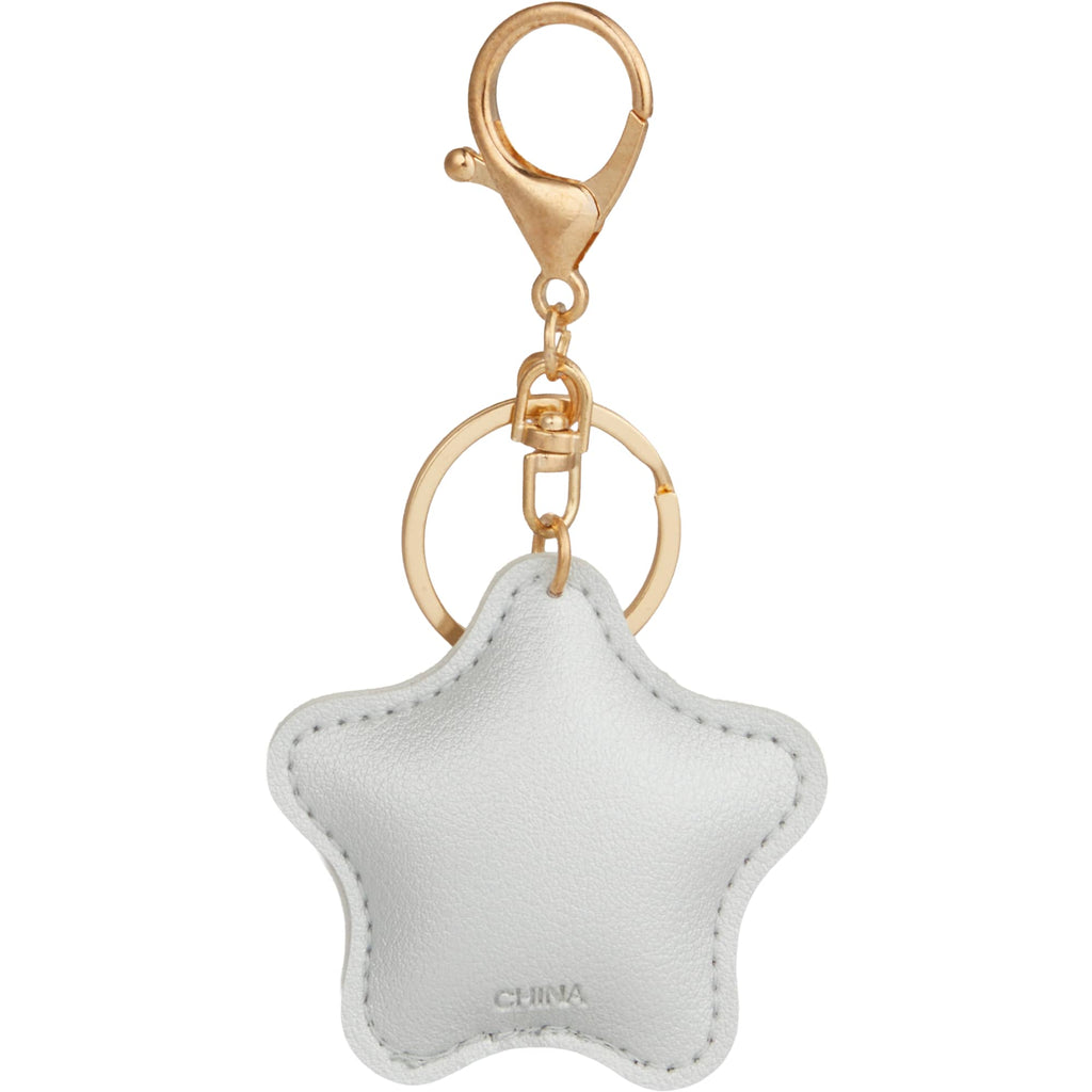 Star Shaped Faux Leather Keychain - Silver - Back