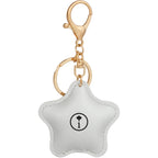 Star Shaped Faux Leather Keychain - Silver - Front