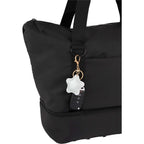 Star Shaped Faux Leather Keychain - Silver - Propped