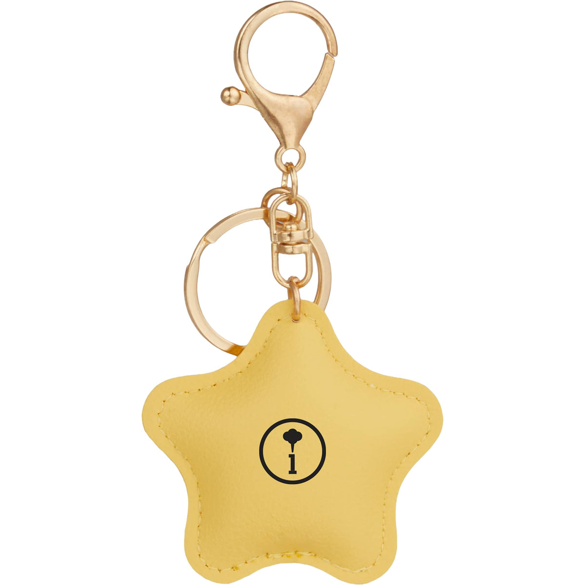 Star Shaped Faux Leather Keychain - Yellow - Front