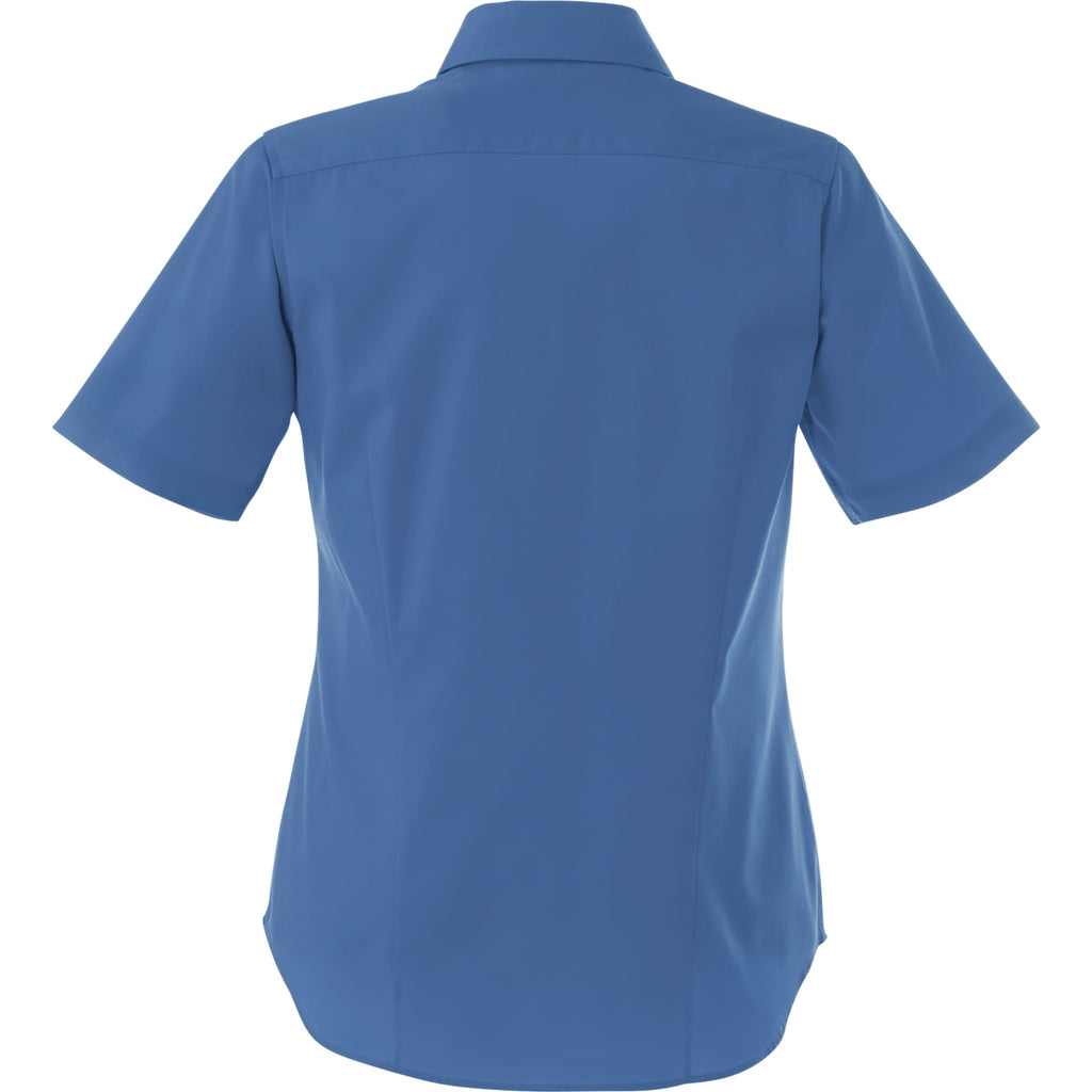 Stirling Short Sleeve Work Shirt in Poly Cotton Twill for Women Embroidery - Blue - Back Flat