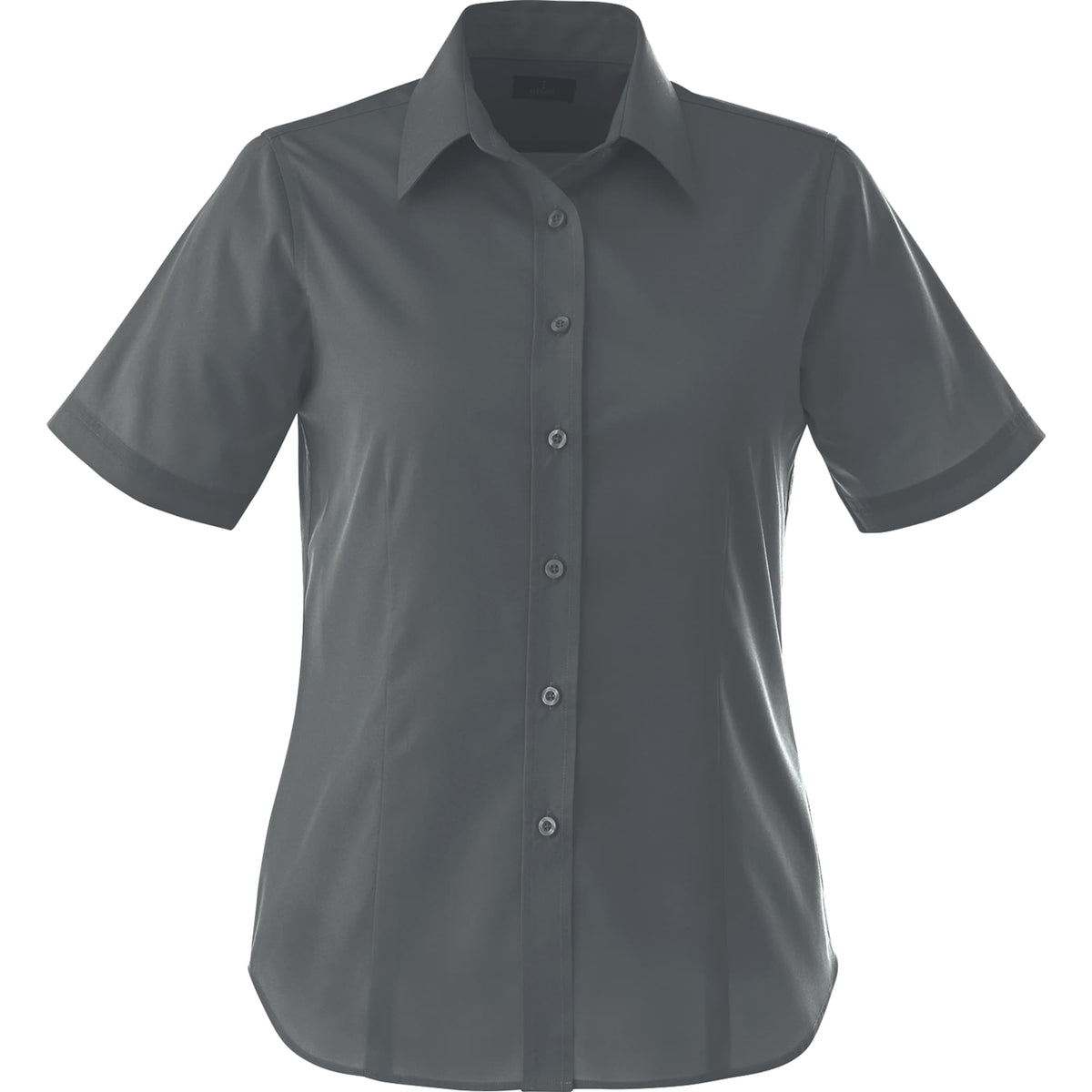 Stirling Short Sleeve Work Shirt in Poly Cotton Twill for Women Embroidery - Grey Storm - Front Flat