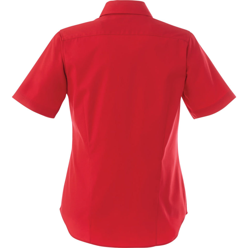 Stirling Short Sleeve Work Shirt in Poly Cotton Twill for Women Embroidery - Team Red - Back Flat