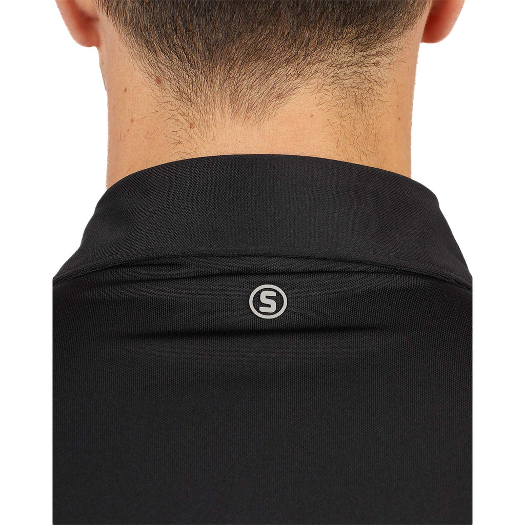 STITCH Solid Pique Golf Polo for Men Transfer - Black - Back Detail