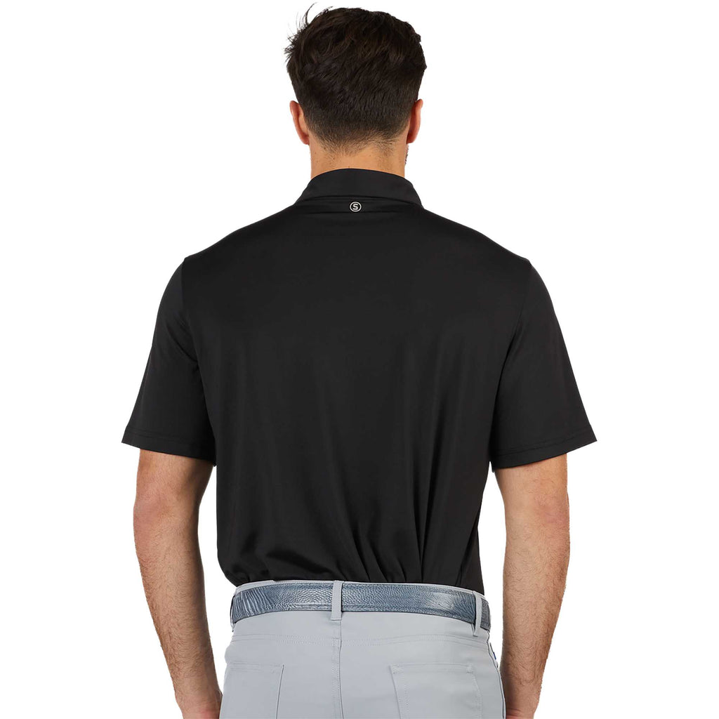 STITCH Solid Pique Golf Polo for Men Transfer - Black - Back On Model