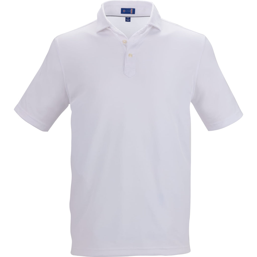 STITCH Solid Pique Golf Polo for Men Transfer - White - Front Flat
