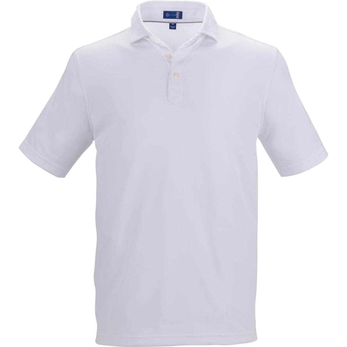 STITCH Solid Pique Golf Polo for Men Transfer - White - Front Flat