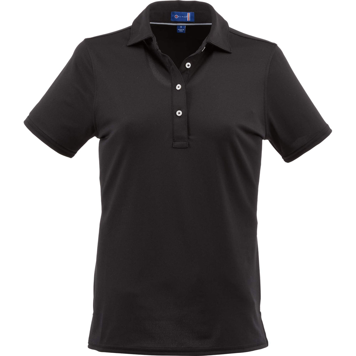 Stitch Solid Pique Polo for Women Embroidery - Black - Front