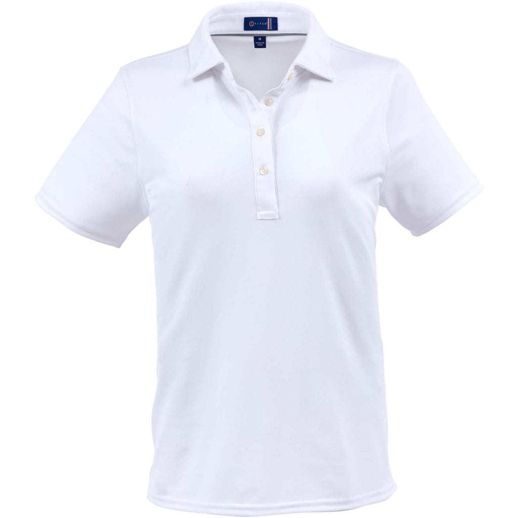 Stitch Solid Pique Polo for Women Embroidery - White - Front