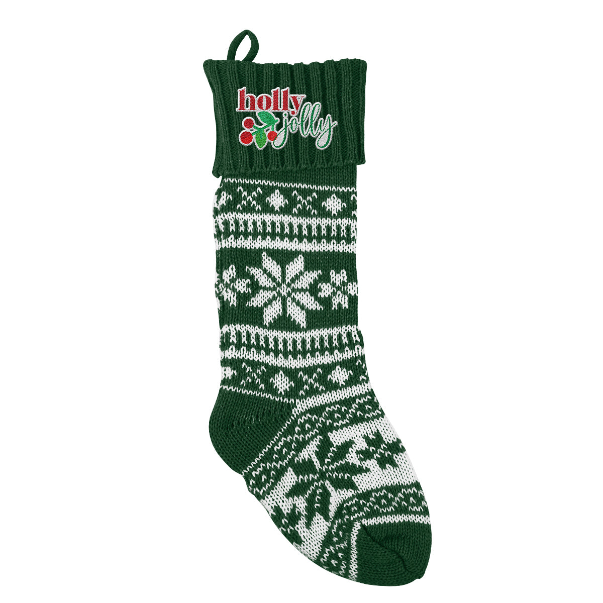 Stocking for the Holidays - Green - Embroidery