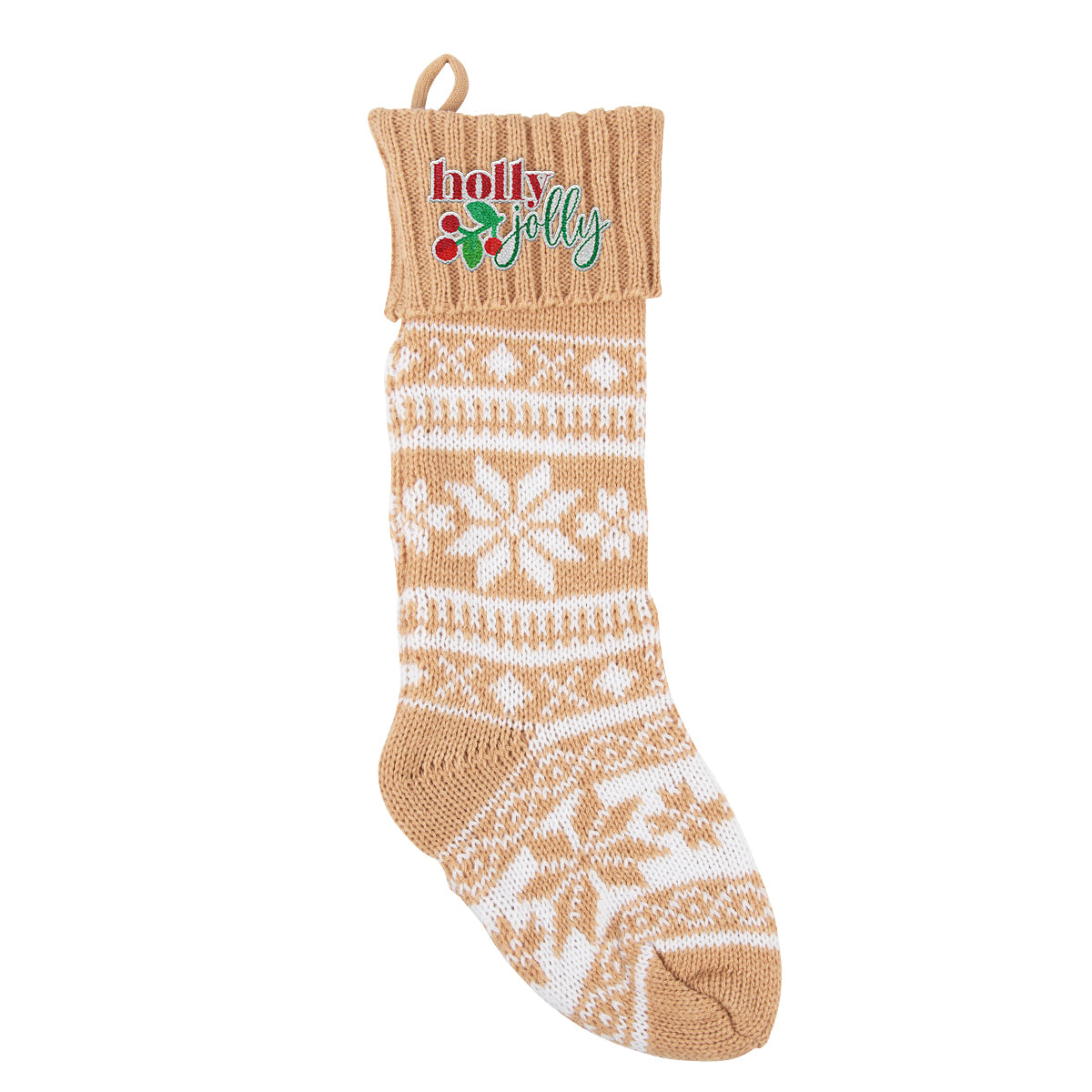 Stocking for the Holidays - Tan - Embroidery