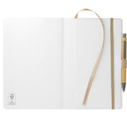 Stone Paper Soft Cover Journal and Bamboo Pen Set, 5.5 x 8.5 Inches Debossing - Natural - Front 3