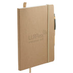 Stone Paper Soft Cover Journal and Bamboo Pen Set, 5.5 x 8.5 Inches Debossing - Natural - Right Angle