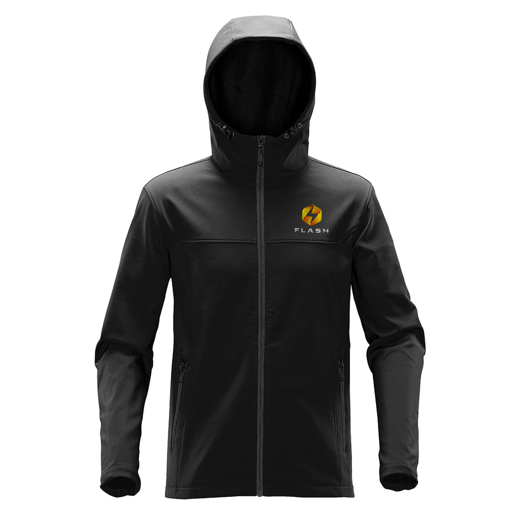 Stormtech Orbiter Softshell Hoody for Men - Black/Azure - Embroidery