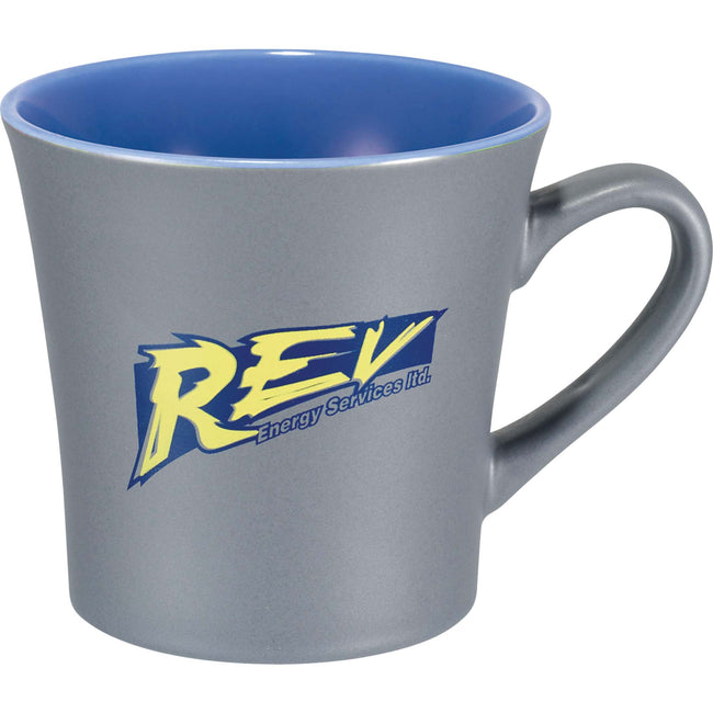 Stormy Matte Gray Ceramic Mug, 12 oz Laser Engraving