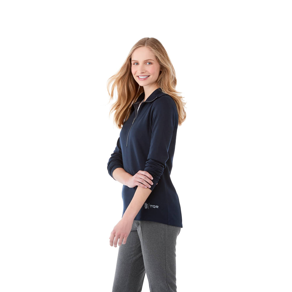 Stratton Wool Blend Half Zip for Women Transfer - Navy Heather - Flat
