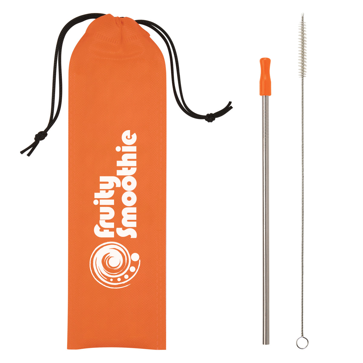 Straw Kit in Stainless Steel - Orange - Silk Screen