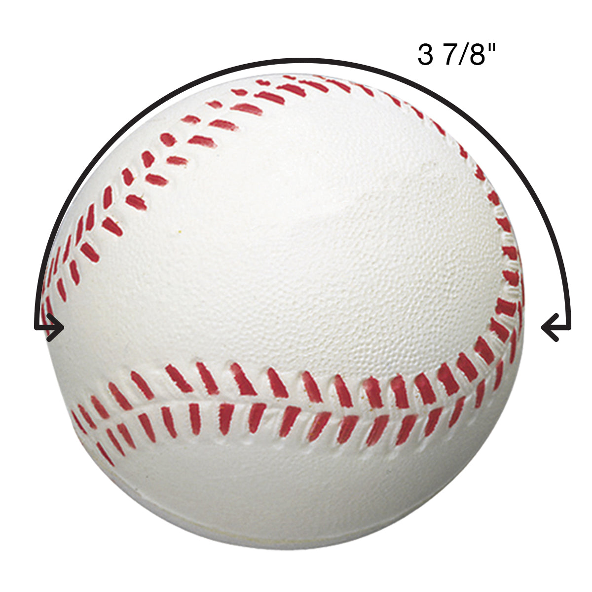 Stress Reliever Shaped Like a Baseball - White - Measurement