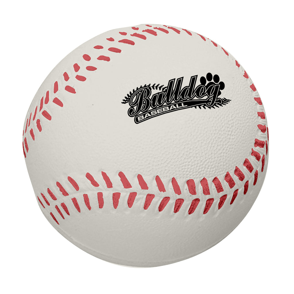 Stress Reliever Shaped Like a Baseball - White - Pad Print
