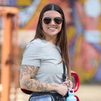 Stunkel Aviator Sunglasses with Recycled Lenses - Gold - Lifestyle
