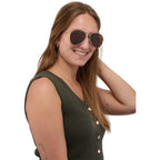 Stunkel Aviator Sunglasses with Recycled Lenses - Gold - On Model