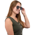 Stunkel Aviator Sunglasses with Recycled Lenses - Silver - On Model