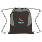 Tahoe Drawstring Backpack, Heathered - Black with Gray - Embroidery