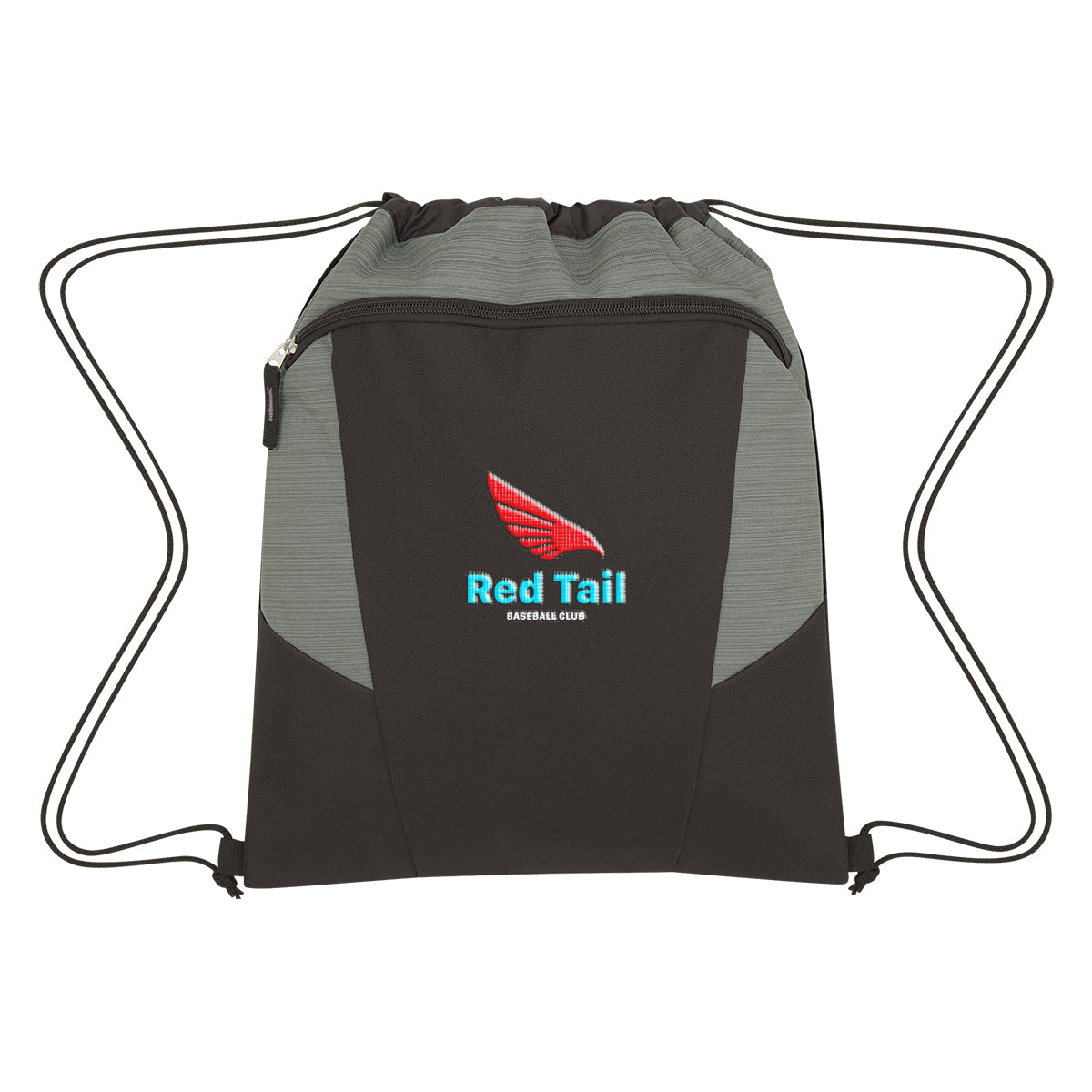 Tahoe Drawstring Backpack, Heathered - Black with Gray - Embroidery