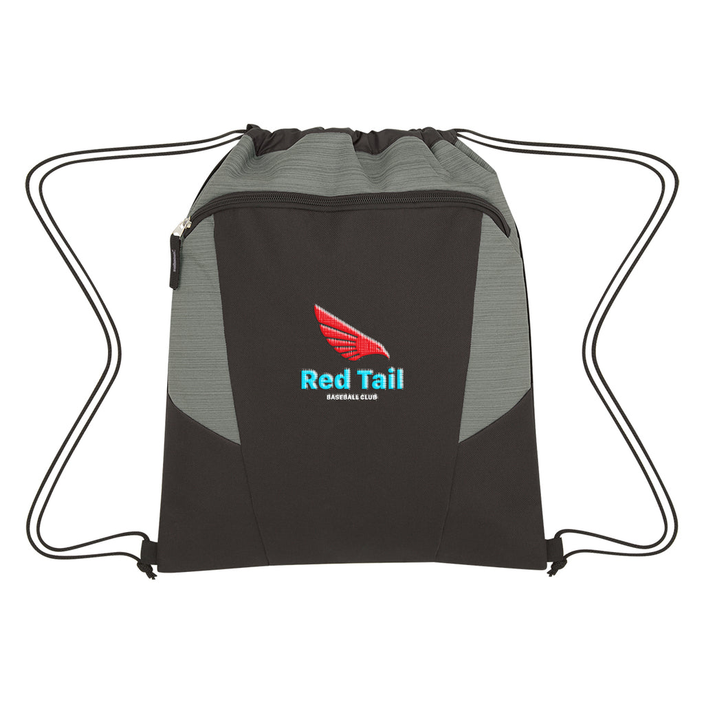 Tahoe Drawstring Backpack, Heathered - Black with Gray - Embroidery