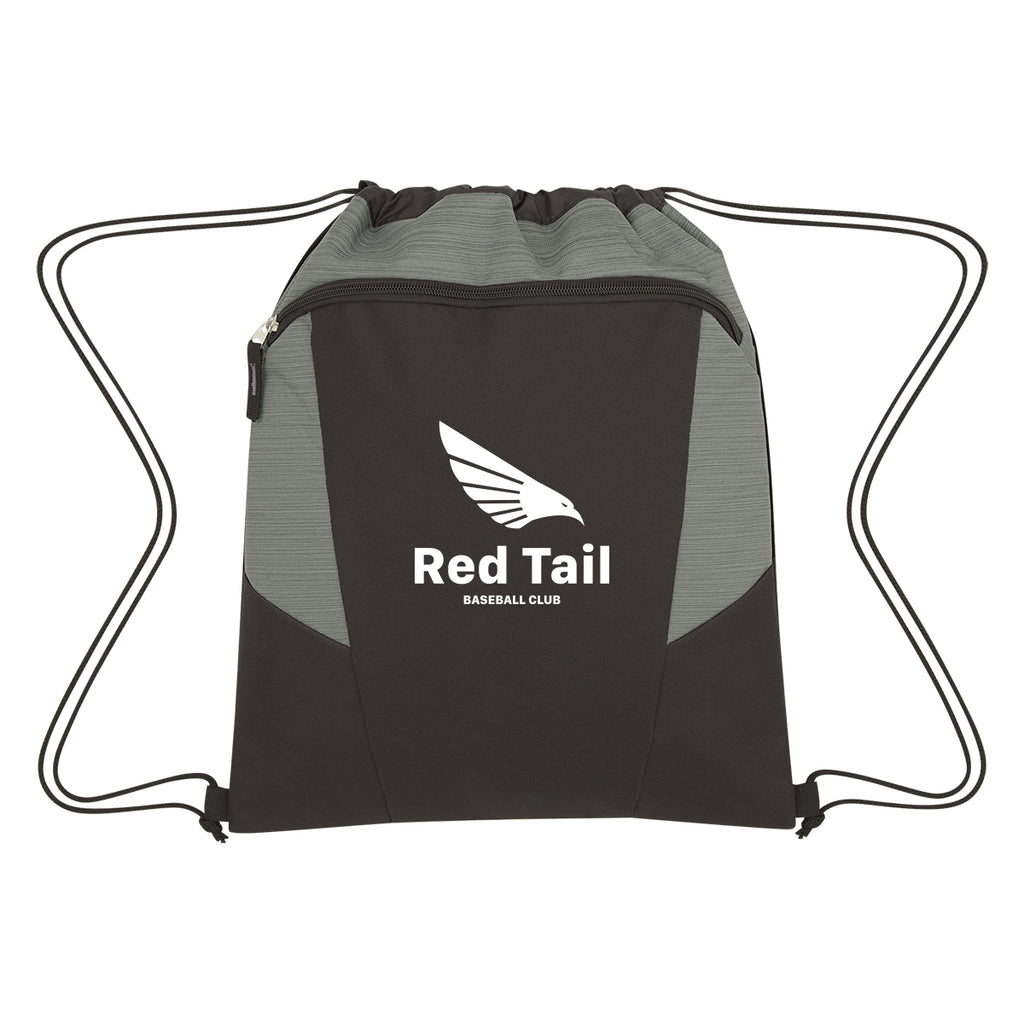 Tahoe Drawstring Backpack, Heathered - Black with Gray - Silk Screen