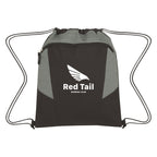 Tahoe Drawstring Backpack, Heathered - Black with Gray - Silk Screen