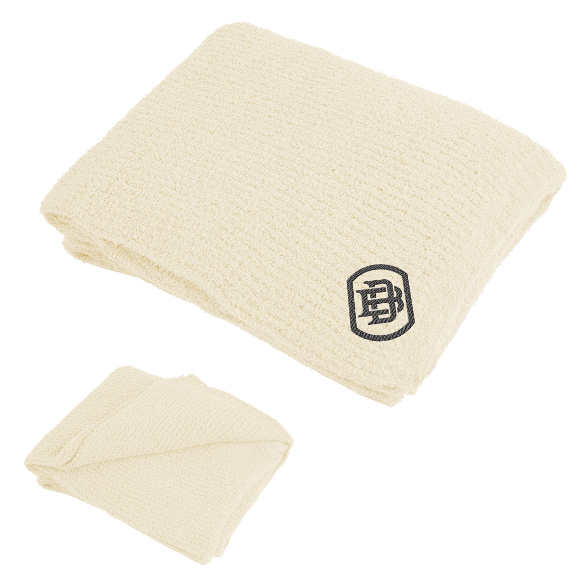 Teddy Throw Blanket, Recycled - Cream - Embroidery