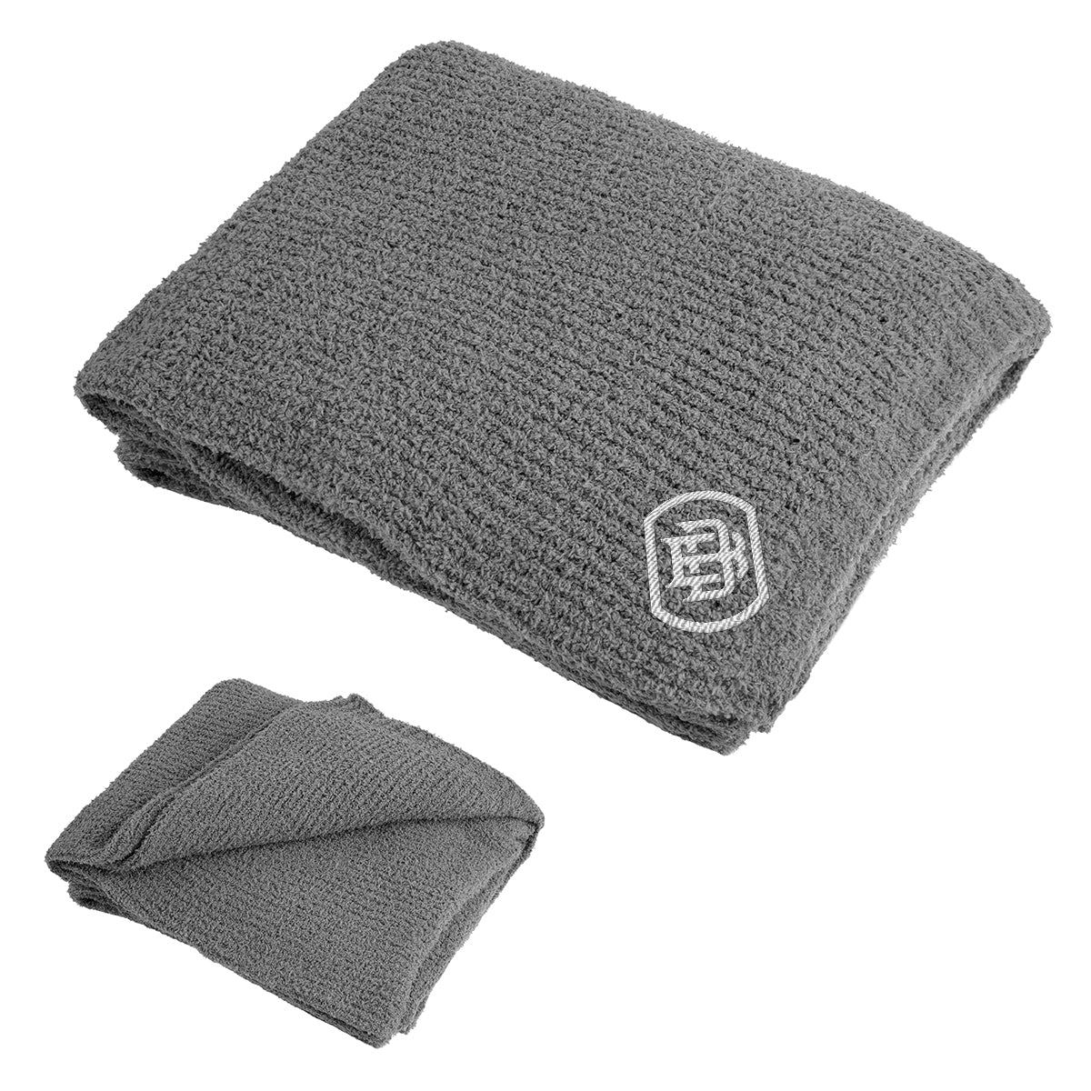 Teddy Throw Blanket, Recycled - Gray - Embroidery