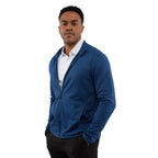 Telica Brushed Back Recycled Fleece Jacket for Men Transfer - River Blue - Left Side On Model
