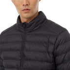 tentree Cloud Shell Packable Puffer Jacket for Men Embroidery - ten Meteorite Black - Detail On Model